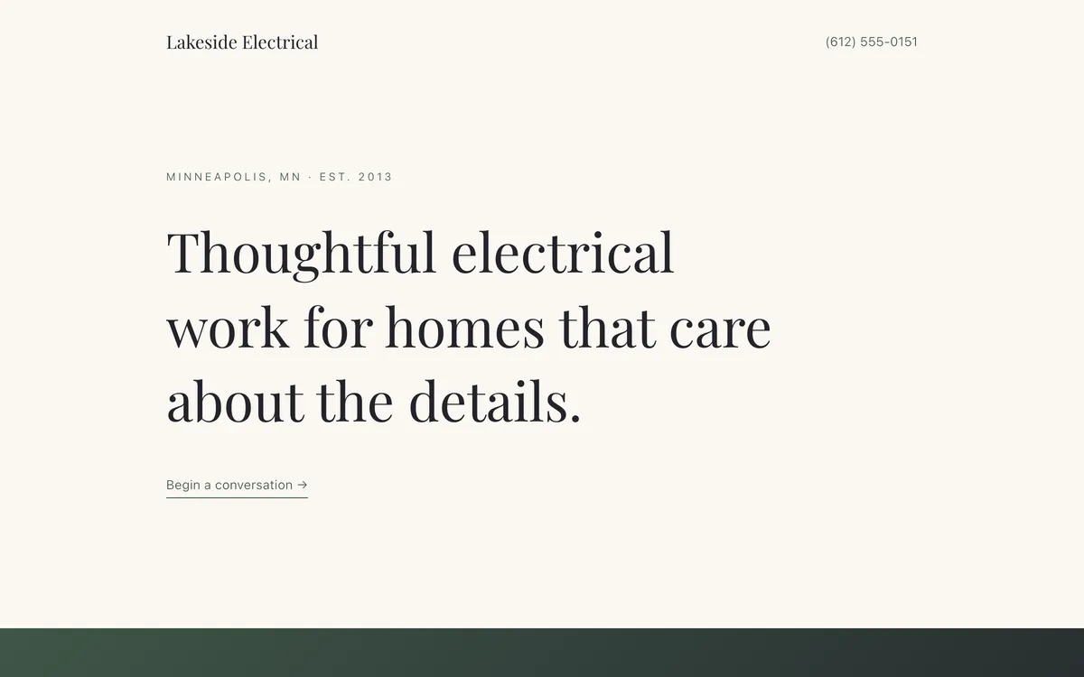 Lakeside Electrical Services homepage preview